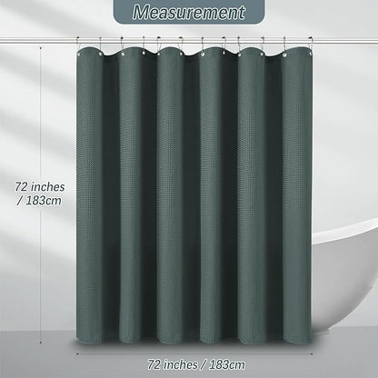 PANGSINNE Elegant Stormy Weather Fabric Shower Curtain - Waffle Textured Heavy Duty Cloth Curtains for Bathroom, 256GSM Hotel Spa Luxury Weighted Polyester Bath Curtain Set with 12 Hooks 72Wx72H