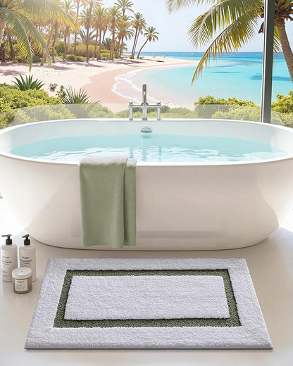Color&Geometry Bathroom Rugs, Water Absorbent and Quick Dry Microfiber Bath Rugs-17"x30", Non-Slip, Machine Washable, Extra Soft Plush Bath Mats for Bathroom, Laundry Room, Shower and Tub