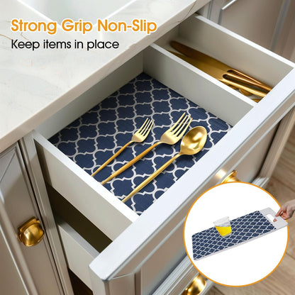 Shelf and Drawer Liner for Kitchen Cabinets Non-Adhesive, Strong Grip Non-Slip Thickened Cabinet Liners for Shelves, Waterproof Mats for Dresser Cupboard, Blue, 23 in x 10 Feet