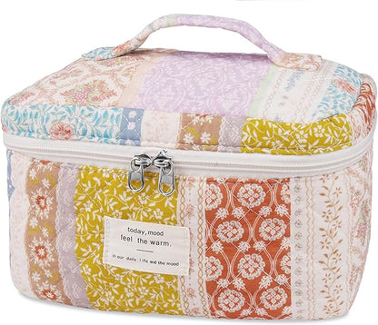 Large Makeup Bag, Cute Cosmetic Bag for Women Girls, Floral Coquette Aesthetic Toiletry Bag, Travel Make Up Organizer Bag(Multicolor)