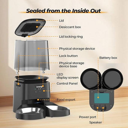 Automatic Cat Feeder with App Control, 5L Food Dispenser