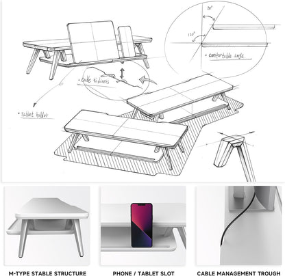 Fenge Monitor Stand, Monitor Stands Riser for Desk, 23.6 Inch Wood Desk Shelf with Storage Organizer and Cable Management for Office Desk Accessories