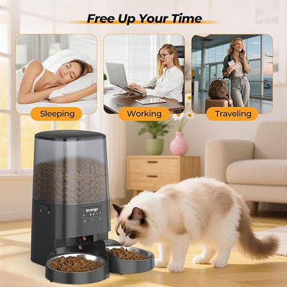 Automatic Cat Feeder with App Control, 5L Food Dispenser