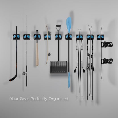 Ultimate Ski & Snowboard Wall Storage Rack - Fits any Ski or Snowboard - Save Your Rocker, Tips and Tails - Damage-free - 2x - Black