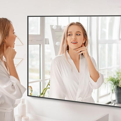 Black Bathroom Mirror for Wall, 55x30 Inch Rectangle Mirrors