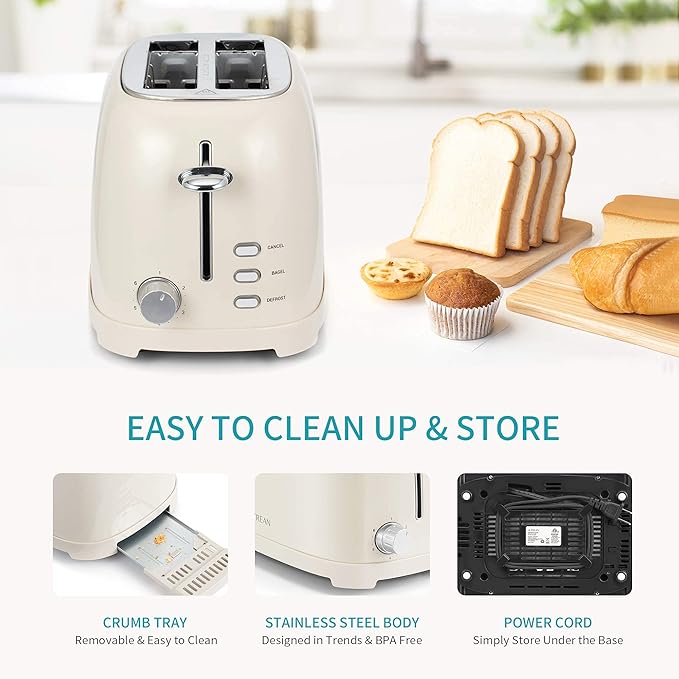 Ultrean Toaster 2 Slice with Extra-Wide Slot