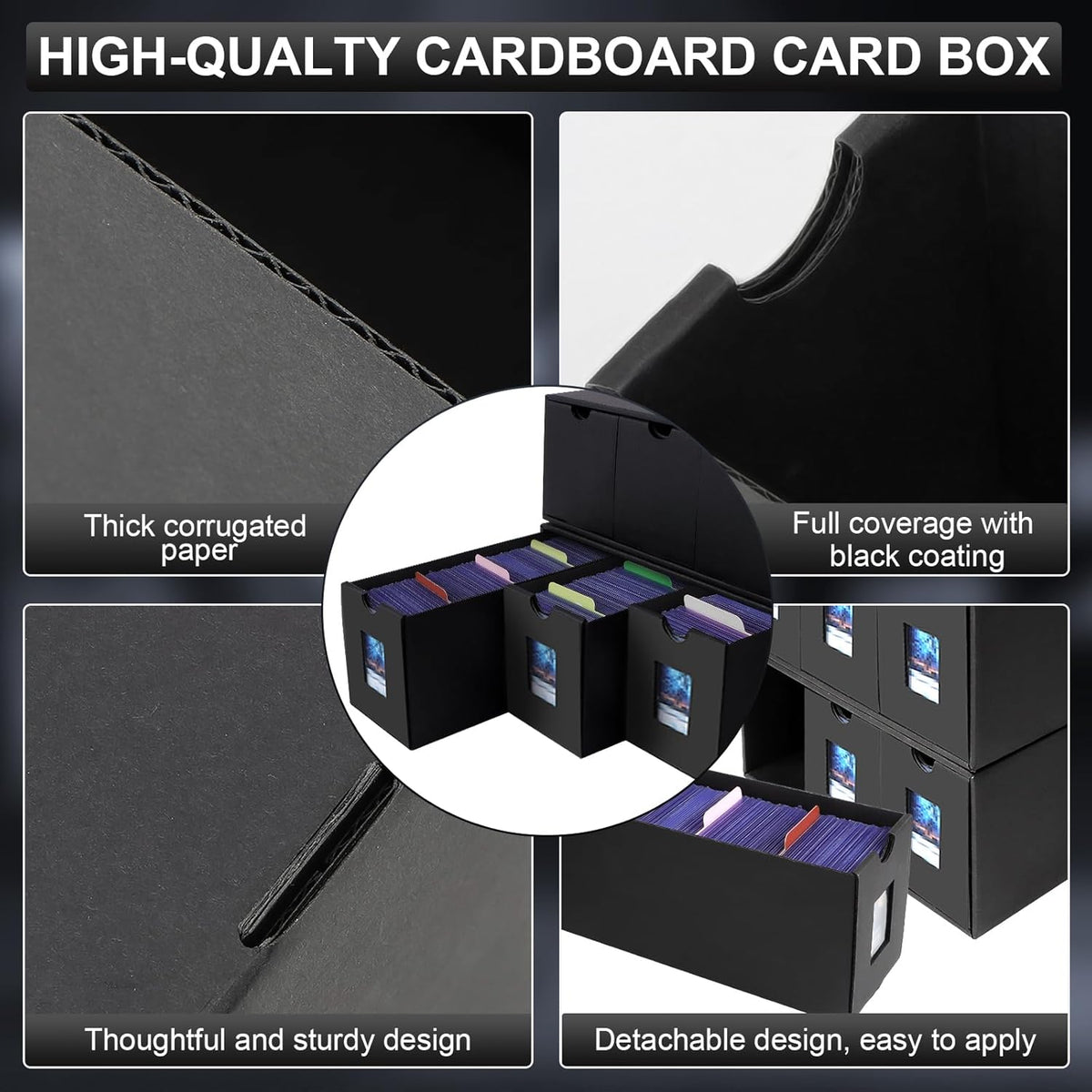 10800+ Card Storage Box, 2000+ Toploader Storage Box for Commander Display,with 72 Dividers, Labels & Tapes,Fit for TCG, PTCG, MTG