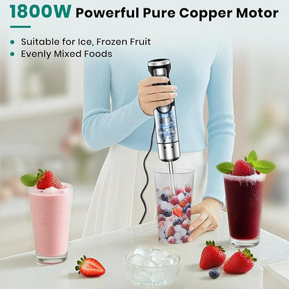 1800W Immersion Blender Handheld 4-in-1 Hand Blender Stick