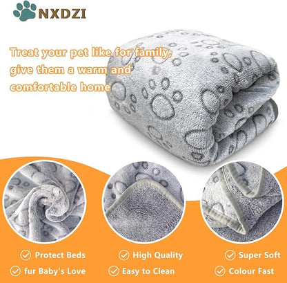 Dog Blankets for Large Dogs, 1 Pc Dog Blanket Washable, Soft Fluffy Flannel Pet Blanket Mat Cover for Bed Couch, Cute Print Puppy Blanket 60" x 50"