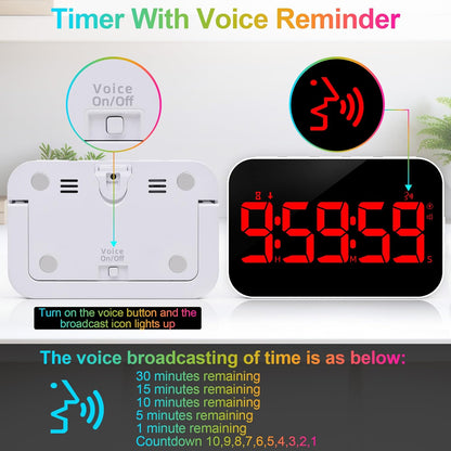 Digital Kitchen Timer - Magnetic Countdown Countup Timer with Large LED Display Volume Adjustable with Sound Alert Function Easy for Cooking and for Seniors and Kids to Use-Red