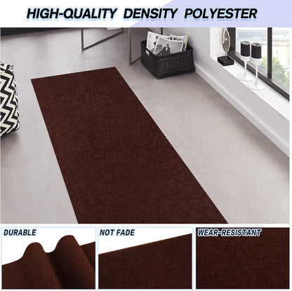 Custom Size Backed Non-Slip Area Rugs Runner, Easy Clean, Waterproof Runner Rugs for Hallway Entryway, Kitchen, Laundry, 4FT x 12FT, Brown