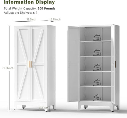 COFaR 5 Tier Metal Farmhouse Storage Cabinet