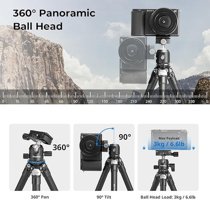 SmallRig Carbon Fiber Mini Desktop Tripod, 15.5'' / 39.5cm Compact Pocket