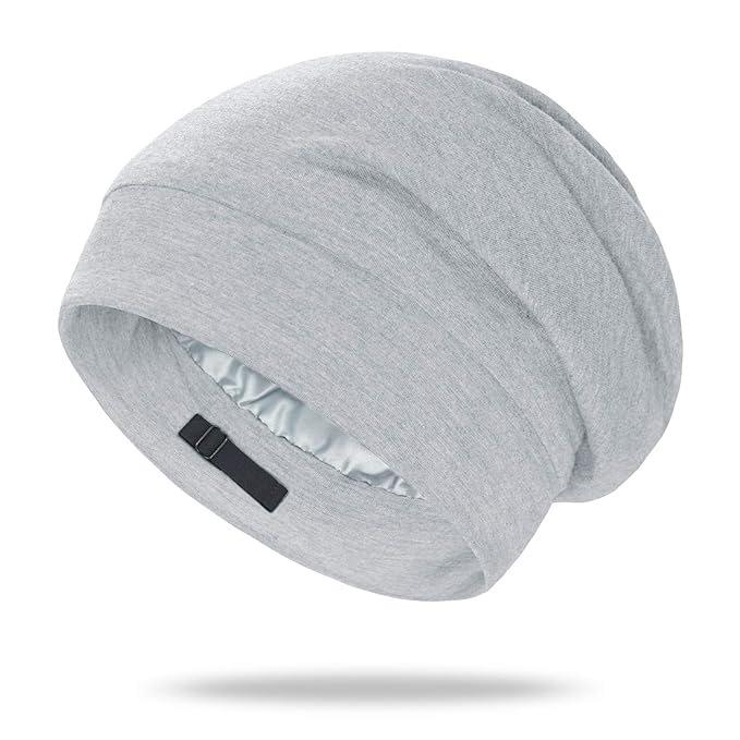 OLESILK 100% Mulberry Silk Bonnet for Sleeping Women, Silk Hair Wrap for Sleeping, Silk Sleep Bonnet for Women&Men, Real Silk, Not Satin, Light Grey