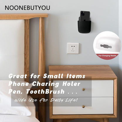 3 Pcs Remote Control Holder Wall Mount Self Adhesive Remote Case Hole-Free Storage Organizer Wall Pencil Holder Phone Charging for Home Office School(Black)