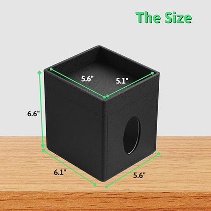 Lorteme Tissue Box Cover, PU Leather Square Tissue Box Holder with Upper Storage Tray for Bathroom/Countertop/Nightstand/Office Table - Black