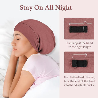 OLESILK 100% Mulberry Silk Bonnet for Sleeping Women, Silk Hair Wrap for Sleeping, Silk Sleep Bonnet for Women&Men, Real Silk, Not Satin, Reddish Brown