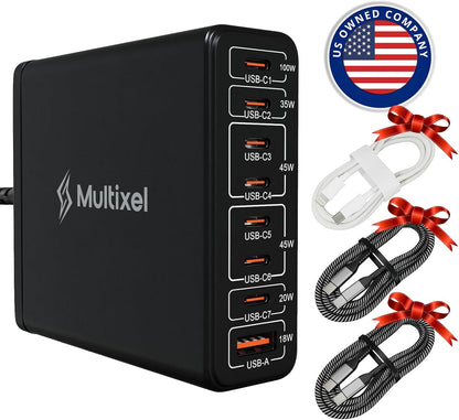 Upgraded 240W 8 Ports GaN Charger, USB Charging Hub, Multi USB C Charger Station, USB-C Charging Hub for MacBook Pro/Air/iPad Pro/iPhone/Samsung Galaxy Note