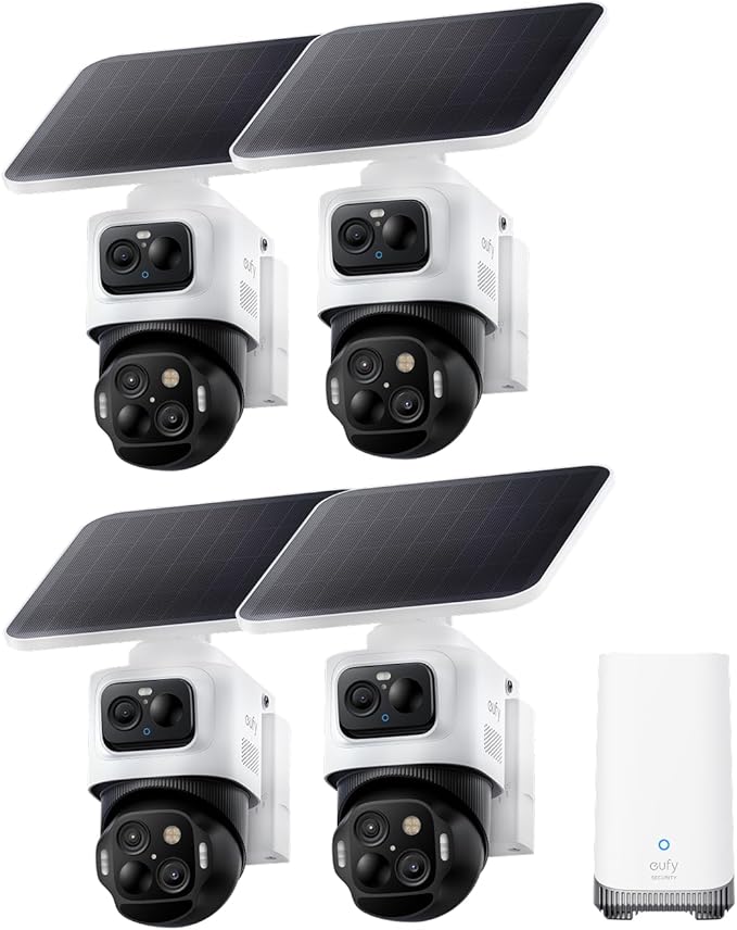 eufy Security eufyCam S4 4-Cam Kit, 4K Solar Camera Wireless Outdoor, Triple