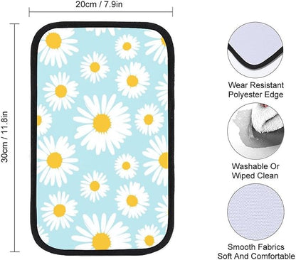 for Sky Blue Daisy Flowers Car Center Console Armrest Cover for Men Universal Arm Rest Pad Handrail Box Cushion Auto Accessories