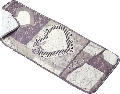 Brilliant Sunshine Grey Heart Love Patchwork Couch Armrest 5 Pockets Organizer, Slip Resistant Armchair Caddy, Washable Remote Controls Holder, Storage for Magazine, Tablet, Phone, 35×13", Grey White