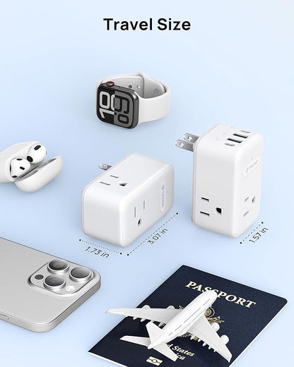 TROND 2 to 3 Prong Outlet Adapter 2 Pack, 3 AC Power Splitter