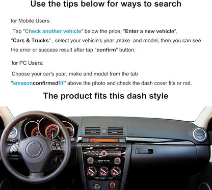Yiz Dash Cover Mat Custom Fit for Mazda 3 / Mazda 3 Sport Without Raised Screen Dashboard Cover Pad Cap Carpet Protector J256 (Black)