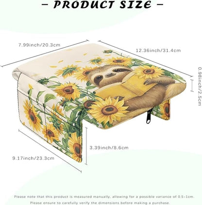 Dreaweet Car Console Covers with Pockets Cute Sunflower Sloth Arm Rest Cover for Car Women Thick Car Armrest Cushion Pad Universal Fit Most Vehicle SUV Trucks Sedan Van
