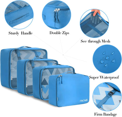 BAGAIL 8 Set Packing Cubes Luggage Packing Organizers for Travel Accessories-Light Blue
