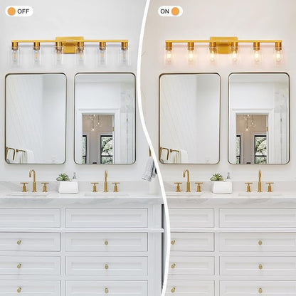 6 Light Bathroom Light Fixtures, Large Gold Bathroom Vanity Light