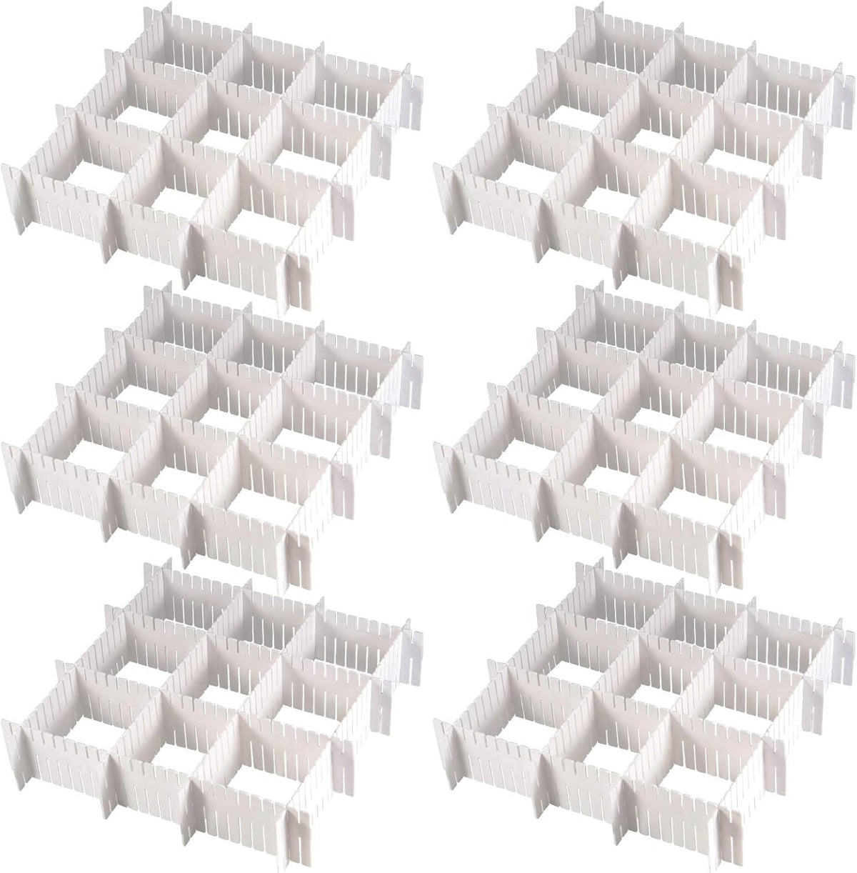 72 Pieces DIY Plastic Grid Drawer Organizer, 12.6 Inch Plastic Grid Drawer Dividers, Plastic Adjustable Drawer Dividers Organizer for Sock, Underwear, Scarf, White