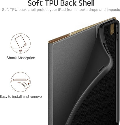 KingBlanc Case for iPad (A16) 11th Generation 11 Inch 2025, iPad 10th Gen 10.9 Inch 2022 with Pencil Holder, PU Leather Protective Cover, Auto Sleep/Wake, Viewing/Typing Angle, Magnetic Clasp, Beige