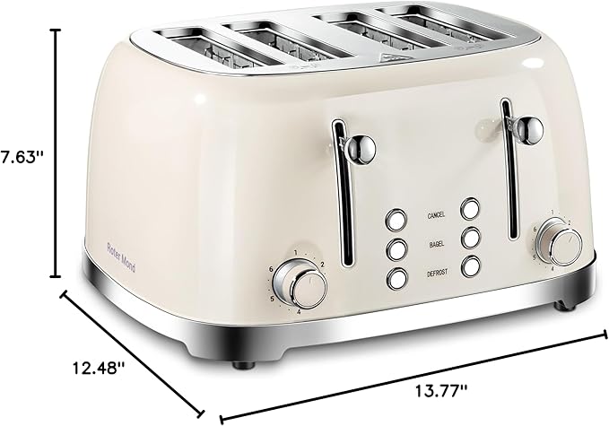 4 Slice Toaster Roter Mond Retro Stainless Steel