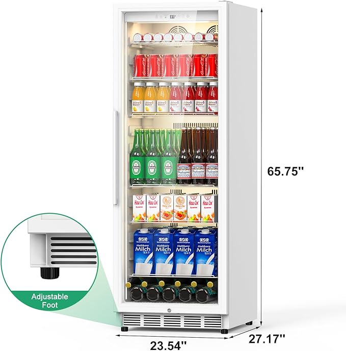 Commercial Merchandiser Refrigerator, 13.8 Cu Ft Display Beverage Fridge