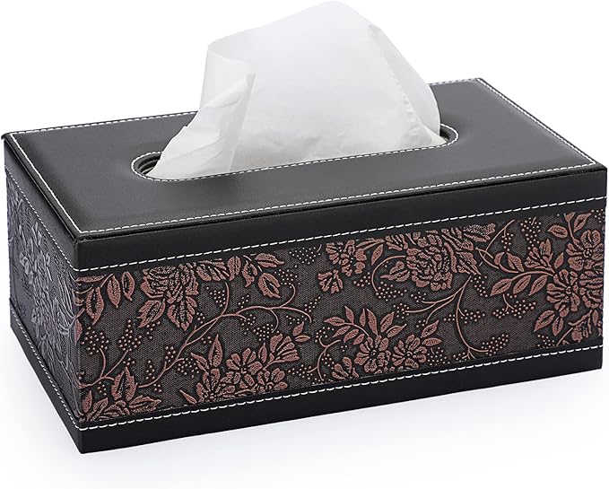 Sumnacon Tissue Box Cover Rectangule Leather Tissue Box with Magnetic Bottom,Stylish PU Tissue Box Holder for Bathroom Toilet Bedroom Living Room Desk Table Office Car