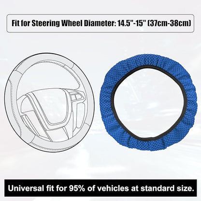 X AUTOHAUX Steering Wheel Cover Universal Elastic Stretch Antislip Breathable Microfiber Ice Silk Interior Trim Wheel Protector for Car Truck SUV Blue