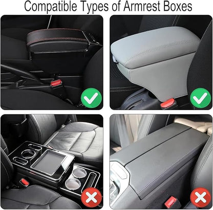 Car Armrest Cushion for Isuzu D-MAX MU-X 2015-2025, Center Console Covers Pad Leather Accessories, Arm Rest Protector Mat with Side Storage Bag for SUV/Sedan/Truck, C/Brown