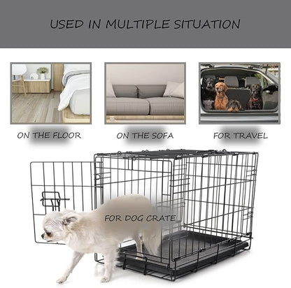Washable Dog Bed Mat Reversible Dog Crate Pad Soft Fluffy Pet Kennel Beds Dog Sleeping Mattress for Large Jumbo Medium Small Dogs, 29 x 18 Inch, Gray