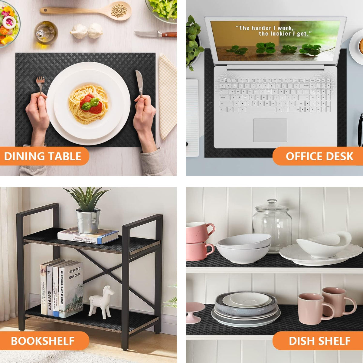 Shelf Liners for Kitchen Cabinets Refrigerator Liners Waterproof & Oil-Proof Kitchen Cupboard Liner Non-Slip Drawer Mats EVA Material Non Adhesive Fridge Liner for Shelves - Black 23.6 x 78.7 Inches
