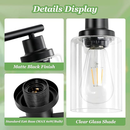 Guliaofo 8-Light Black Vanity Lights, Modern Bathroom Light Fixtures