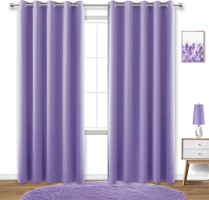 KOUFALL 72x84 Inches Long Purple Blackout Curtains