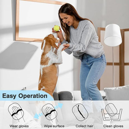 Kemodia 1PCS Pet Hair Removal Glove, Reusable Electrostatic Dogs Hair Removal Tool for Couch, Furniture, Carpet, Car Seat, Clothes