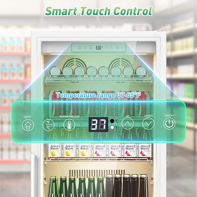 Commercial Merchandiser Refrigerator, 13.8 Cu Ft Display Beverage Fridge