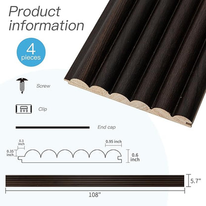 Art3d Fluted Wood Panel for Wall and Ceiling, Beaded Accent molding for Home