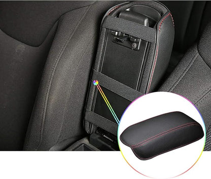 Auto Central Console Armrest Pad Fit for 2015-2022 Renegade Seat Box Cover Jeep Automotive Car Center Console Soft Cushion (Red Line)