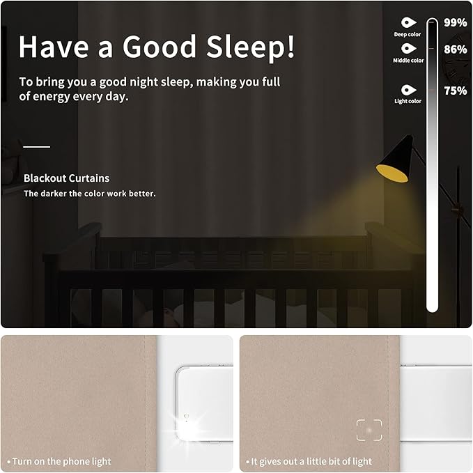 Easy-Going Blackout Curtains for Bedroom, Solid Thermal Insulated Grommet and