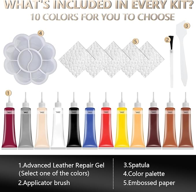 2026 Upgraded Advanced Leather Repair Gel, Multifunctional Leather Repair Kit for Car Seat Vinyl Repair Kit, Professional Leather Repair Coloured Cream Gel, Couch and Jacket Repair Kit (White*)