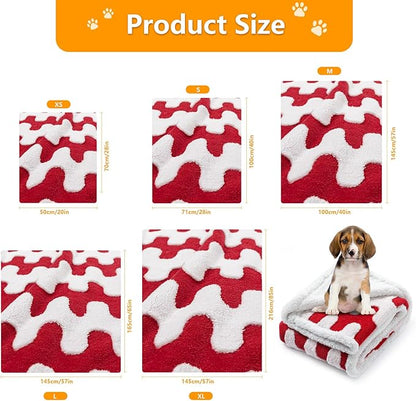 Maidewow Waterproof Pet Blanket,Dog Bed Covers Small Throw for Puppy Cats Stylish Jacquard Pets Couch Sofa Furniture Protection Washable Reversible Covers (Red Wave,XS)