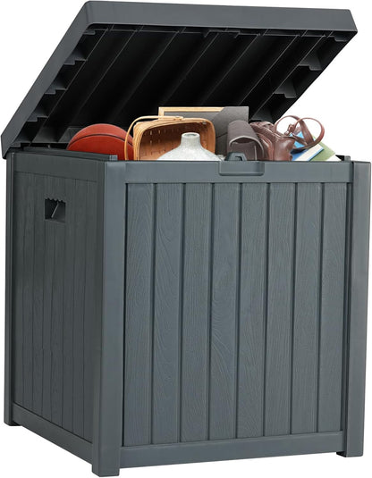 ZYJOYY 51 Gallon Resin Deck Box, Outdoor Storage Box Waterproof for Patio, Garden, Pool, and Deck, Storage Solution for Cushions, Tools, Delivery Packages, Grey