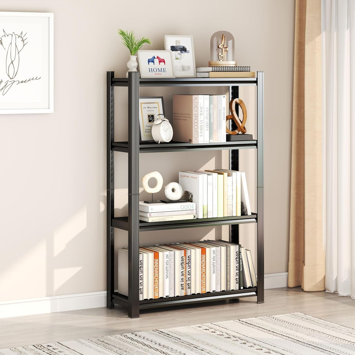 Storage Shelves, Garage Metal Shelving Unit, Adjustable, Double-Layer Column with Reinforced Ribs, Heavy-Duty, Capable of Bearing 2400 lbs, Suitable for Garage, Warehouse, Kitchen Storage